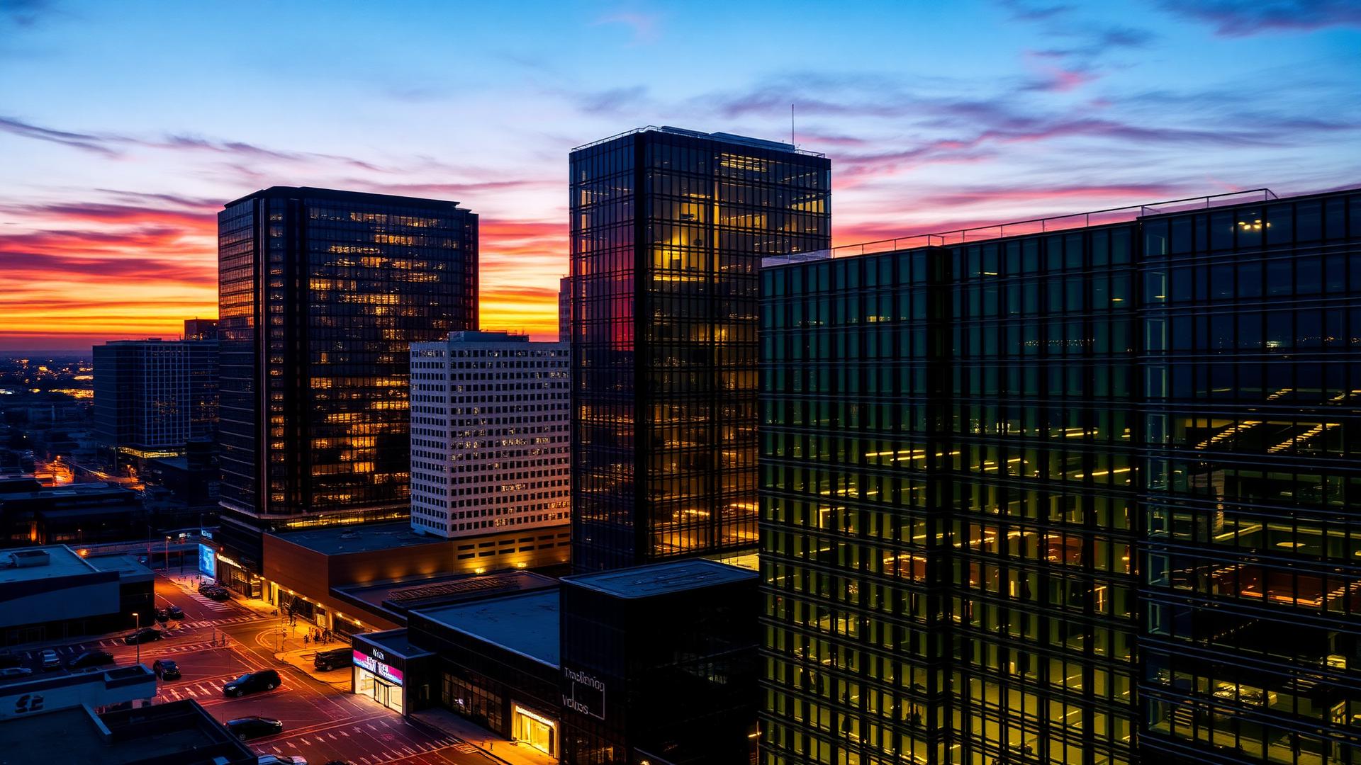 Charleston commercial skyline at twilight