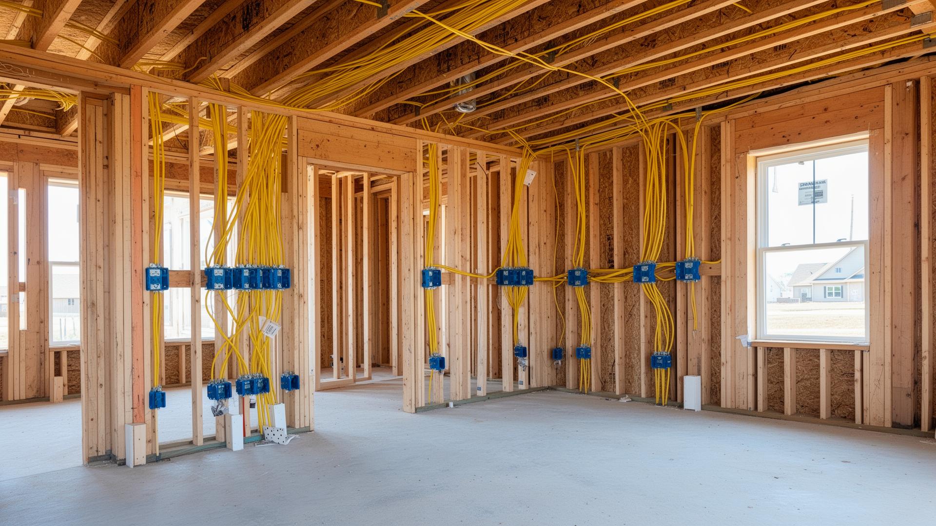 New construction electrical rough-in wiring for a Charleston SC new home build