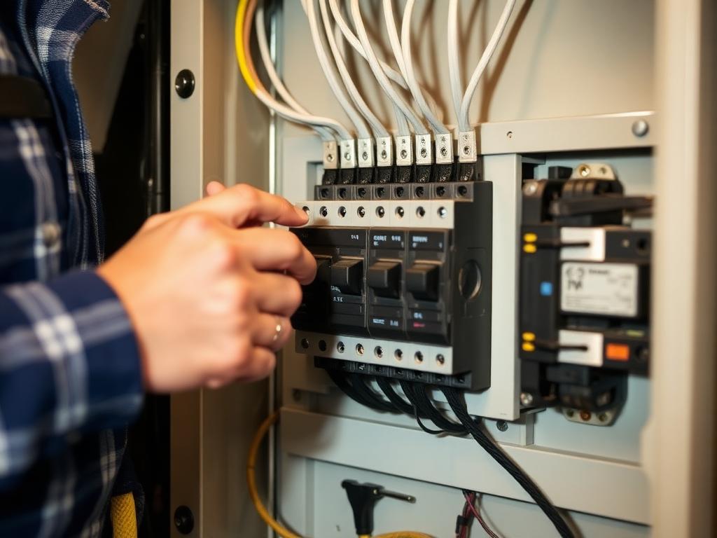 Electrician performing residential panel upgrade in Charleston SC