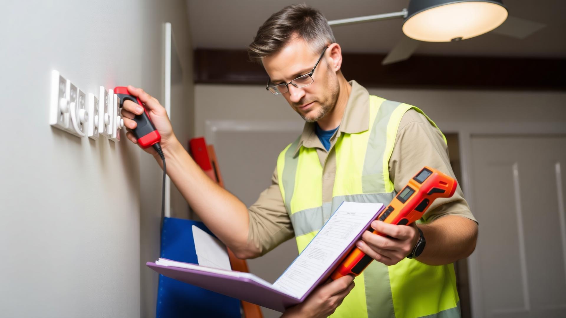 Licensed electrician performing a home electrical safety inspection in Charleston SC